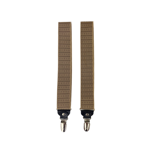 Light Brown Suspender with Subtle Diamond and Stripe Design