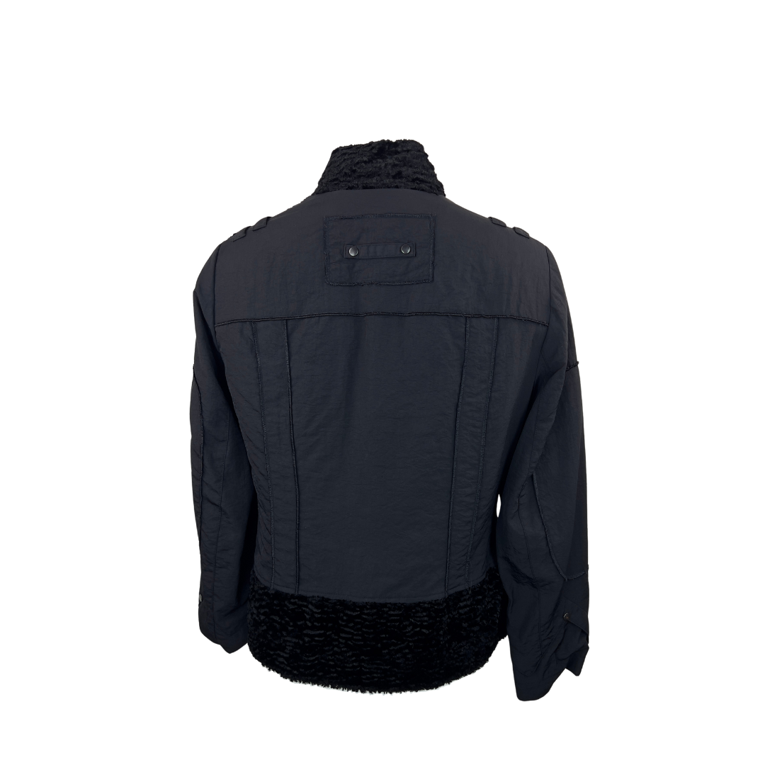 Lightweight Black Jacket with Velvet Detail