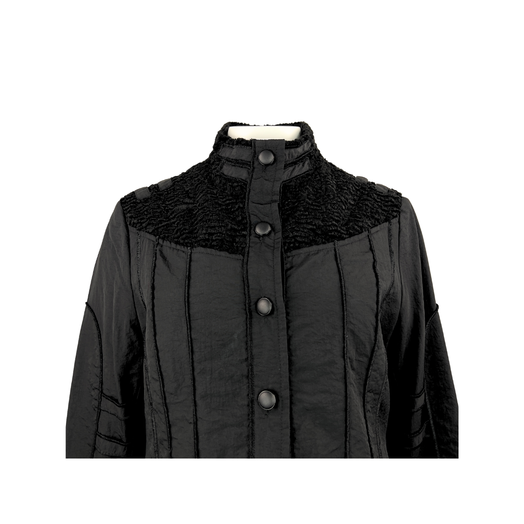 Lightweight Black Jacket with Velvet Detail