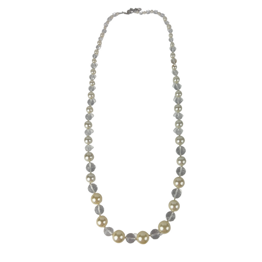 Pearl and Clear Bead Necklace