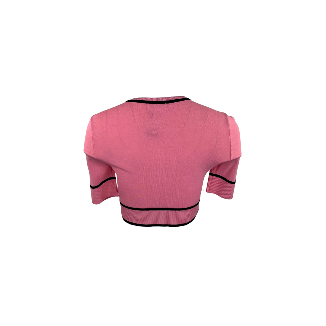 Lovers and Friends Pink Cropped Short Sleeve Cardigan