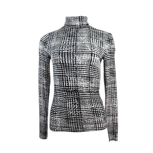 H&M Black and White Tweed Print Turtleneck