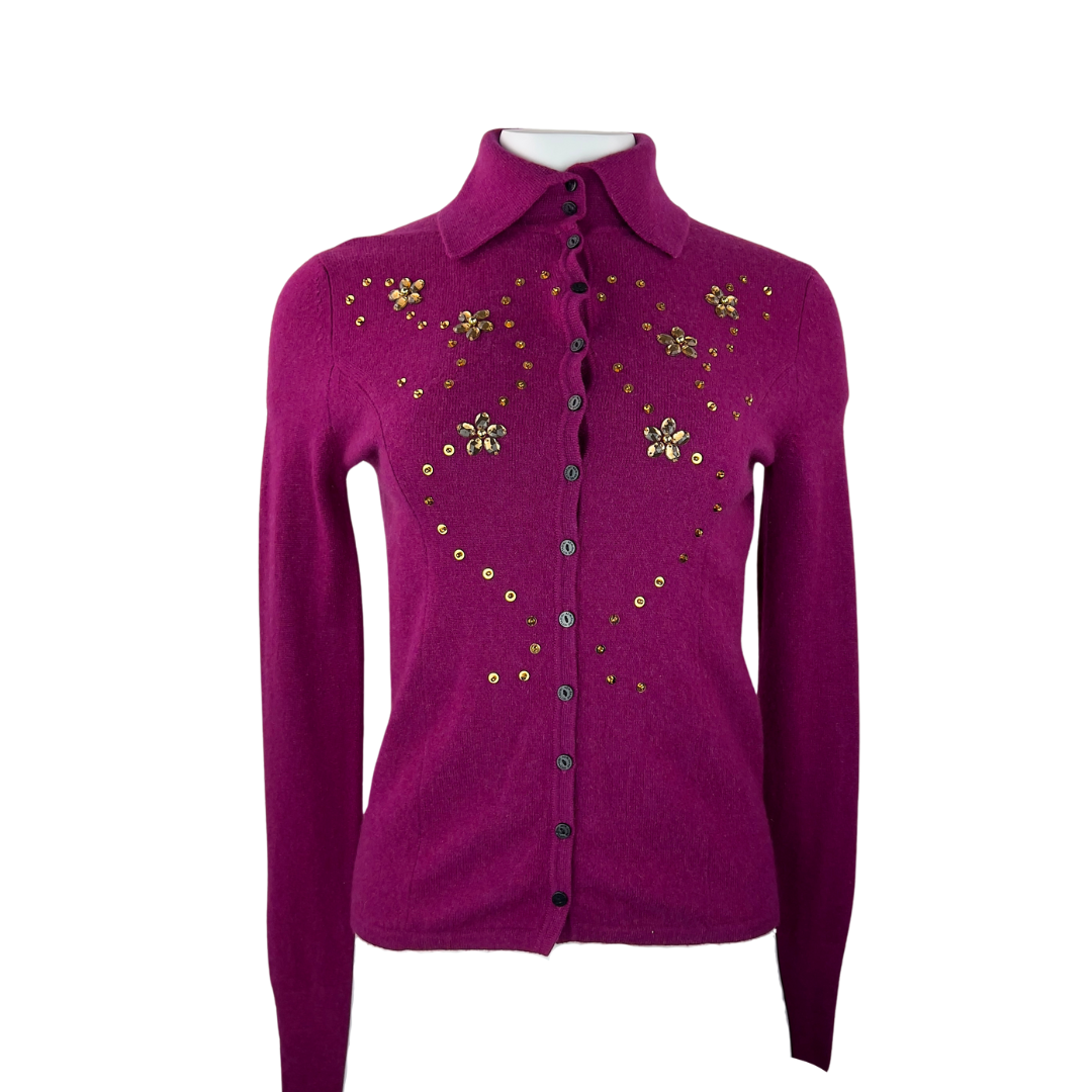 Adrienne Vittadini Magenta Cashmere Cardigan