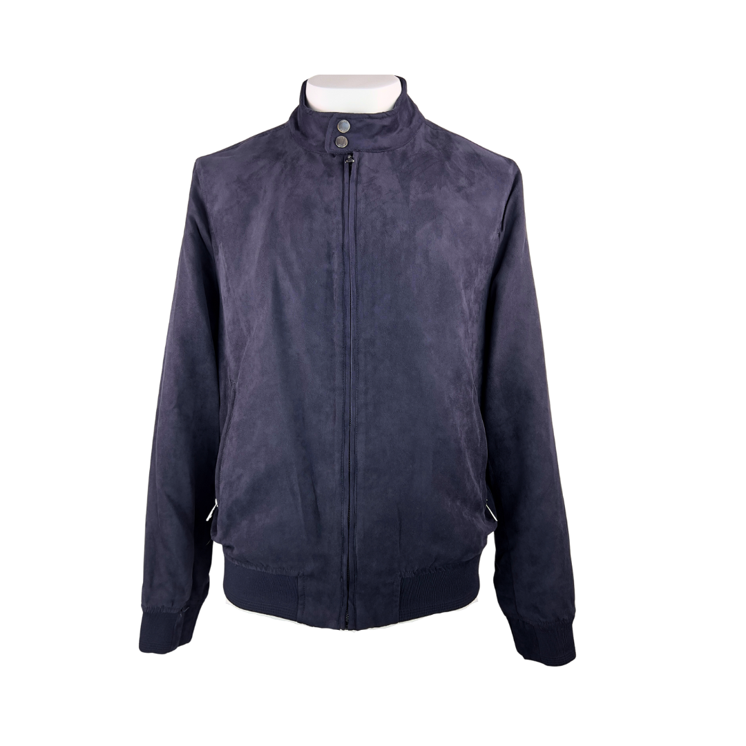 Mango Navy Suede Bomber Jacket