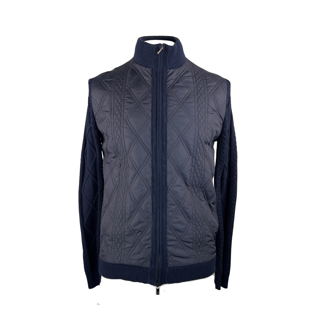 Massimo Dutti Navy Cardigan with Puffer Front