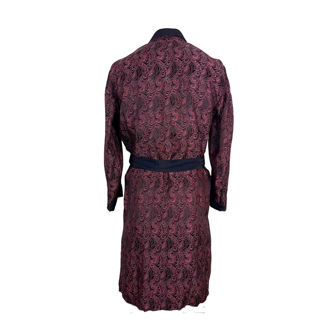 Vintage Men's Smoking Jacket Robe Red/Blue Embroidery