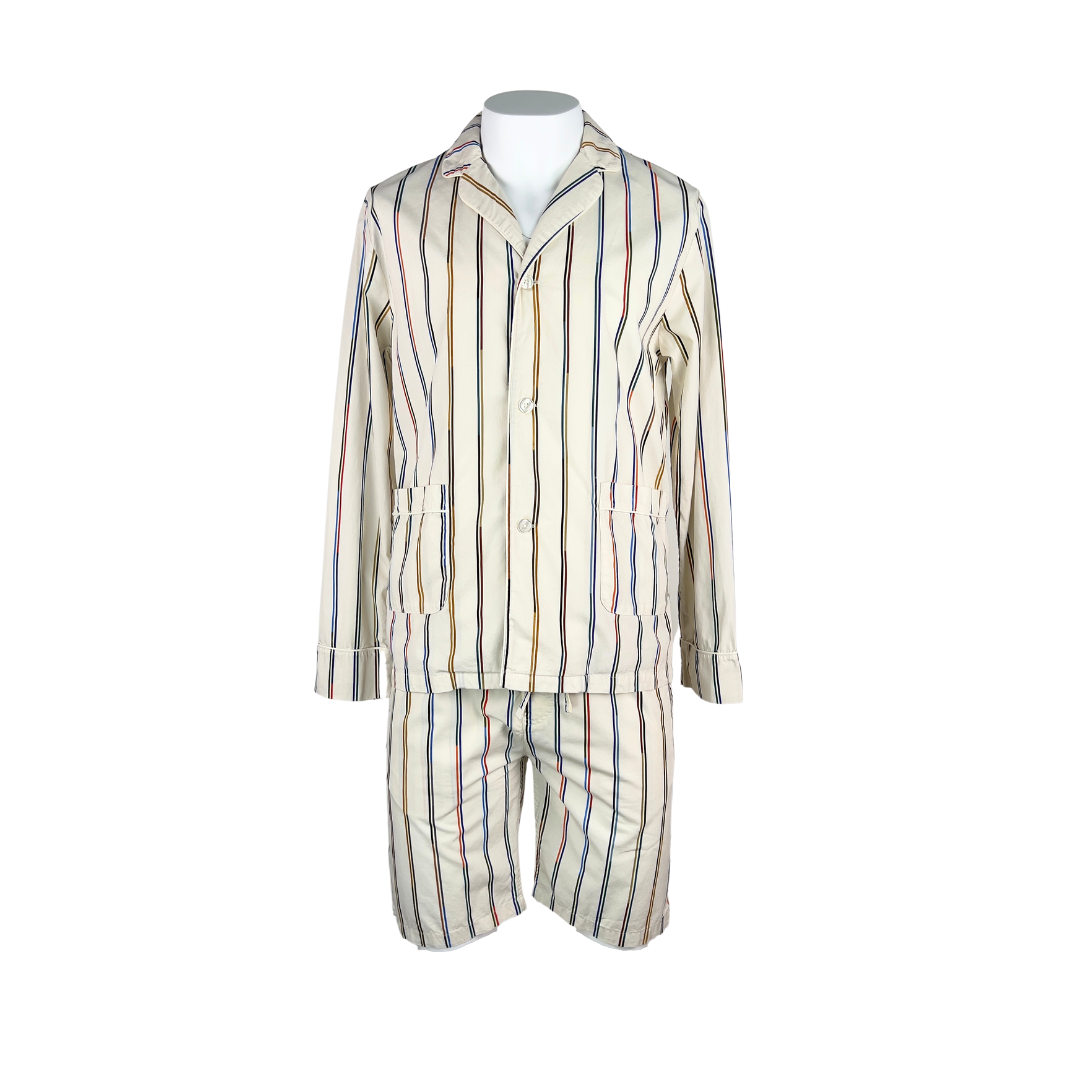 Paul Smith Short Set Pajamas Beige with Colorful Stripe