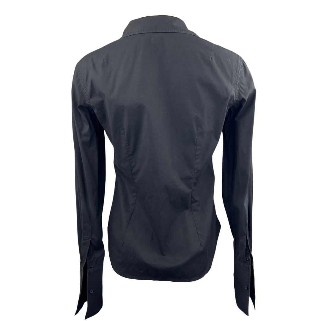 Moda Black Fitted Dress Shirt with Covered Placket