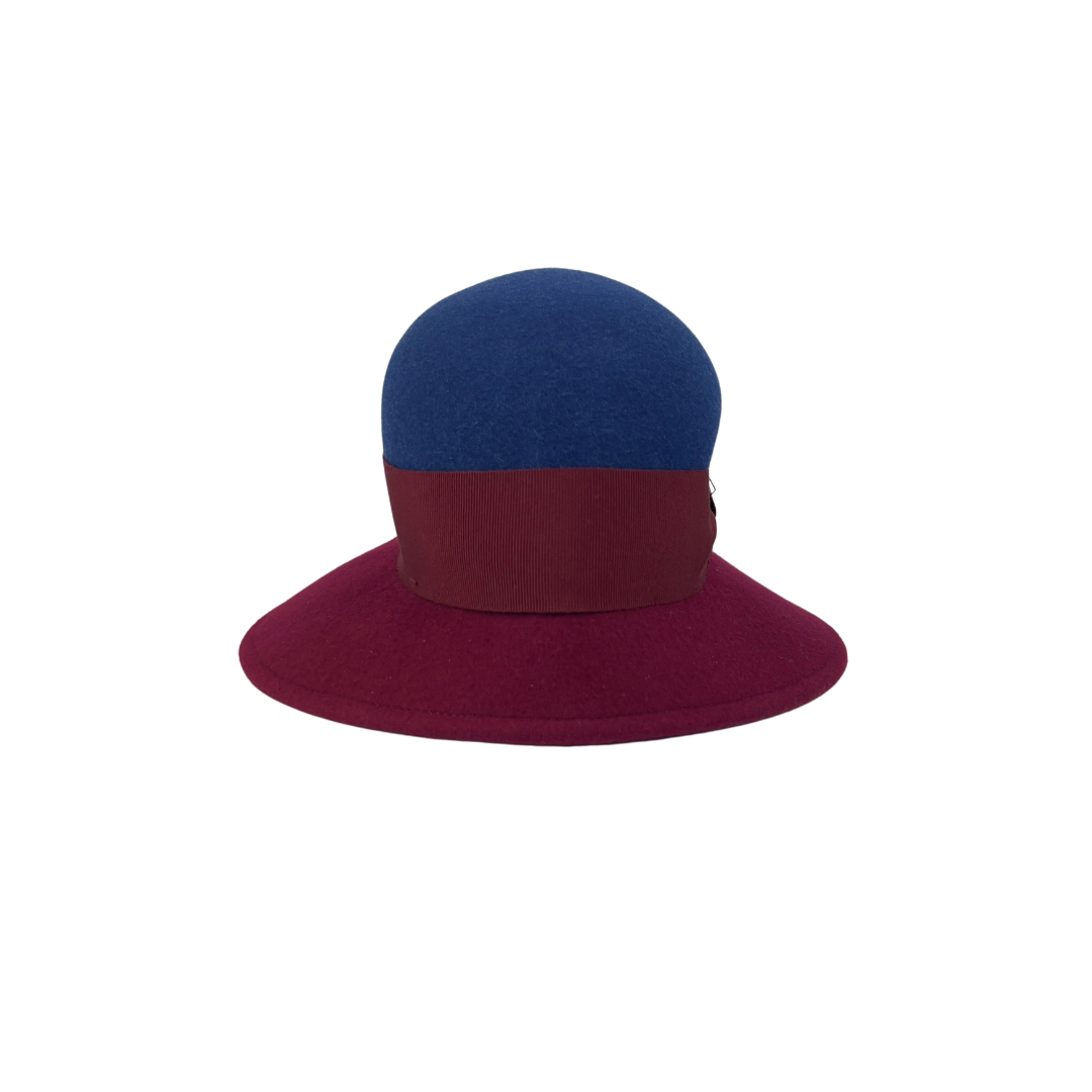 Navy and Burgundy Cloche Hat