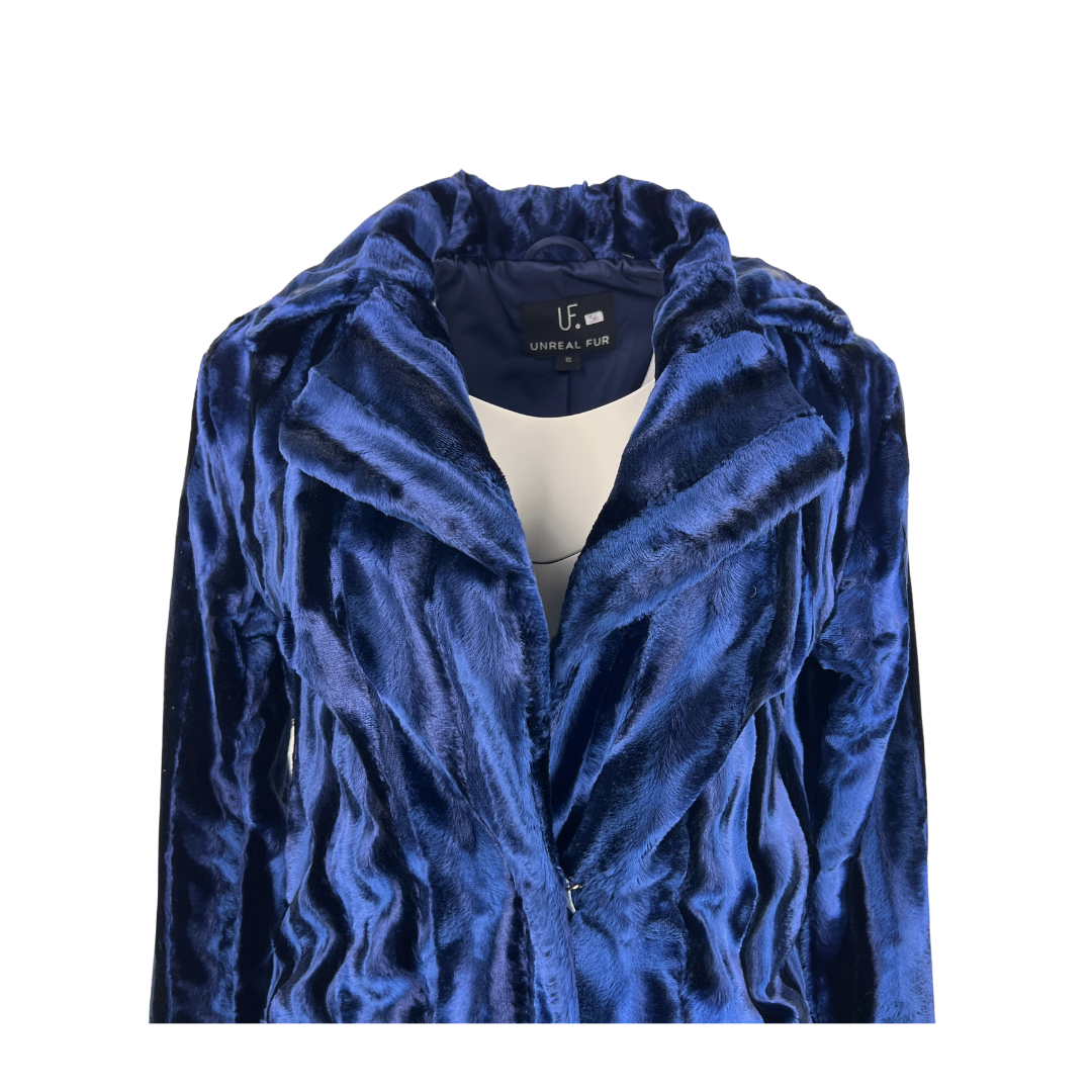 Unreal Fur Navy Velvet Coat