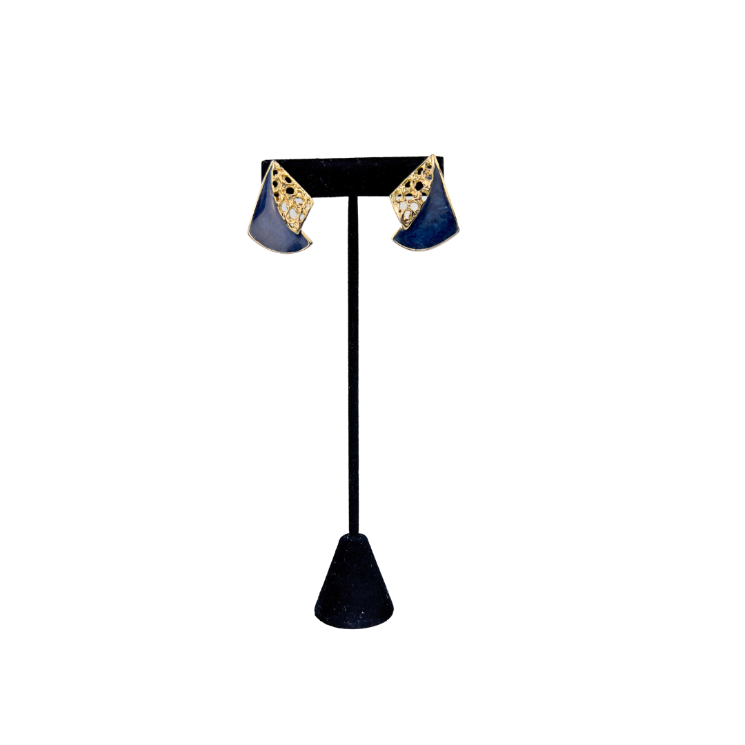 Vintage Navy and Gold Sail Earrings