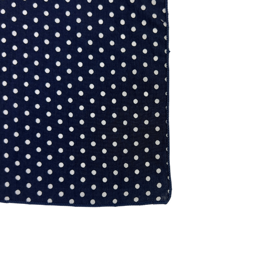 Lightweight Navy Pocket Square with White Polka Dots