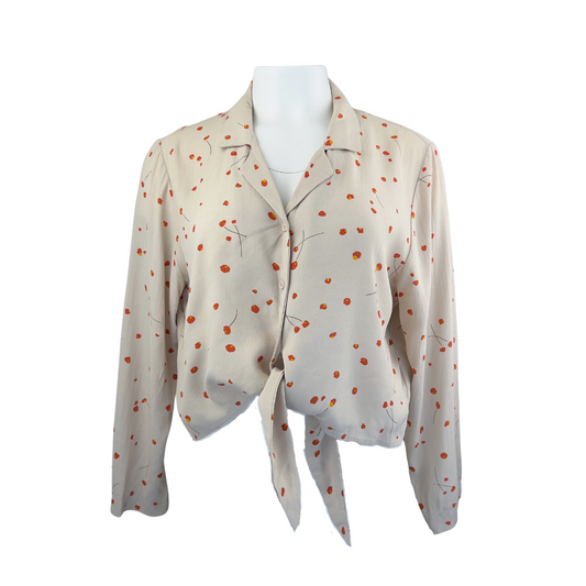 Oak + Fort Cropped Tie Top with Cherry Print