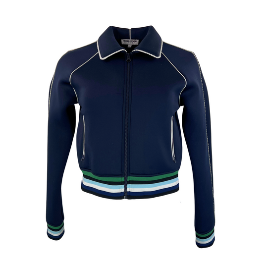 Opening Ceremony Cropped Navy Bomber Jacket