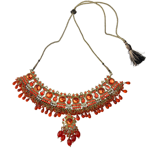 Adjustable Orange Statement Necklace