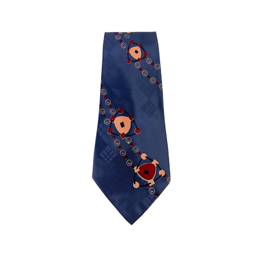Vintage Periwinkle Tie with Peach and Red Details