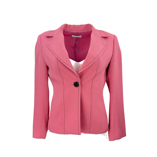 Pink Stretchy Blazer with Black Topstitch