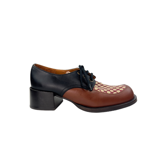 Chie Mihara Brown Oxford with Polka Dots