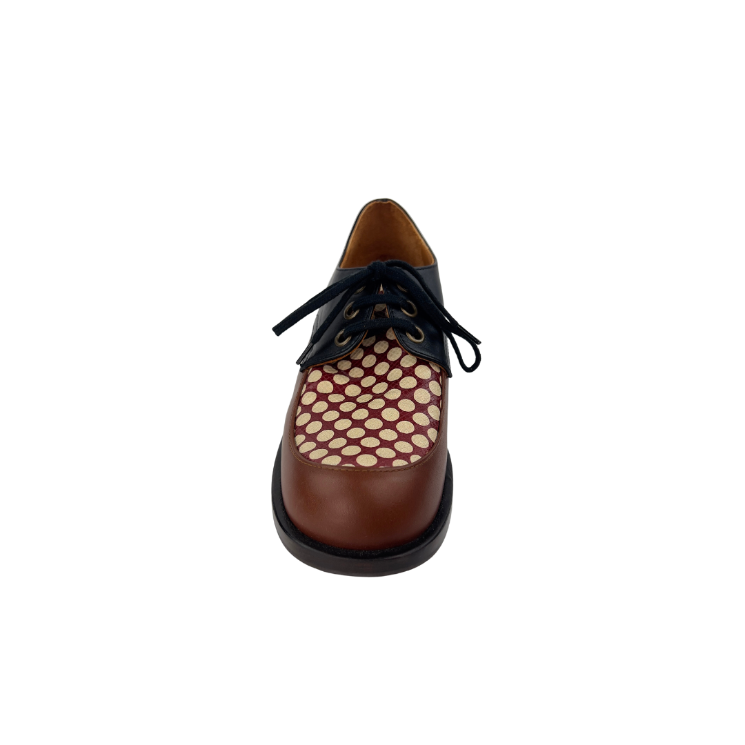 Chie Mihara Brown Oxford with Polka Dots