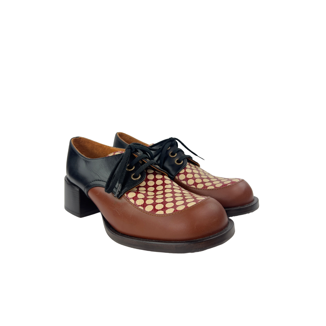 Chie Mihara Brown Oxford with Polka Dots