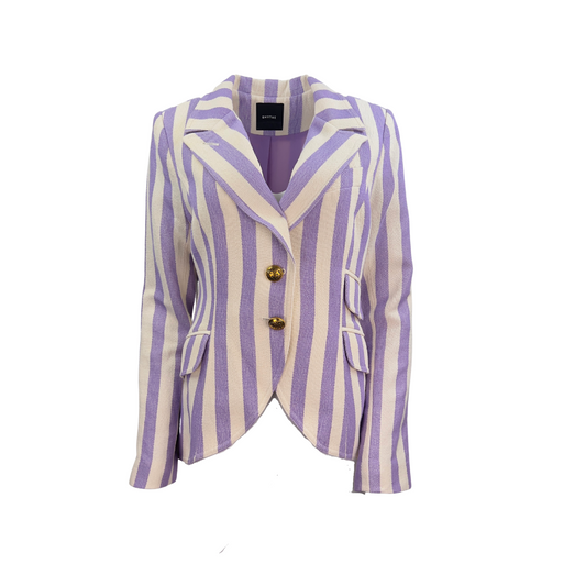 Smythe Purple Cream Stripe Blazer w/ Elbow Patches