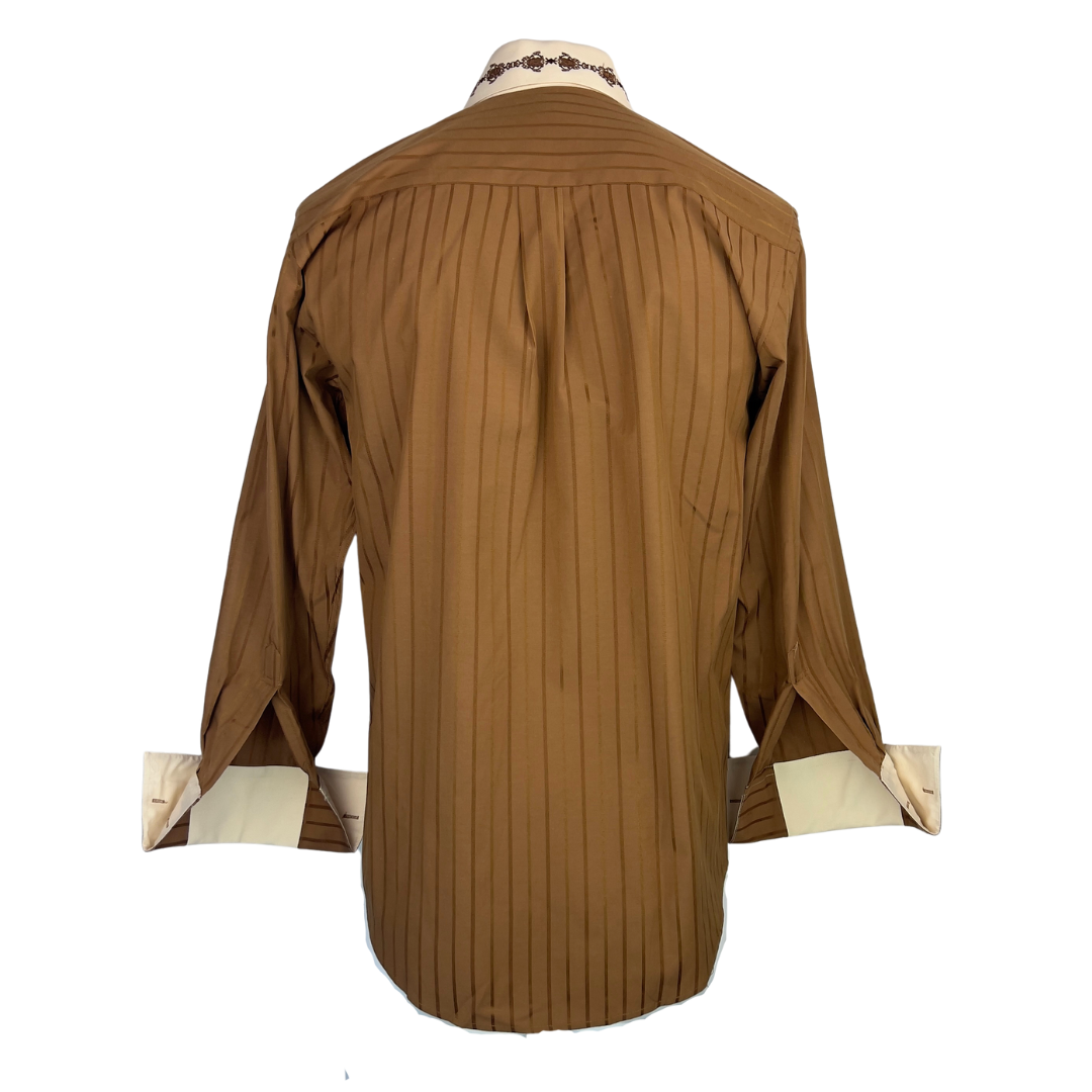 RHJ Monogram Brown and Cream Dress Shirt