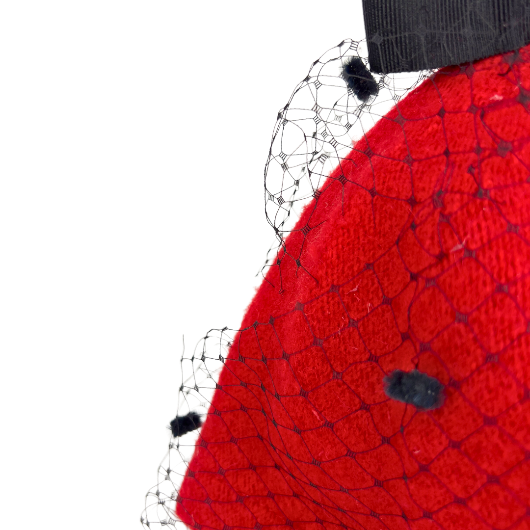 Red Beanie with Net and Bow