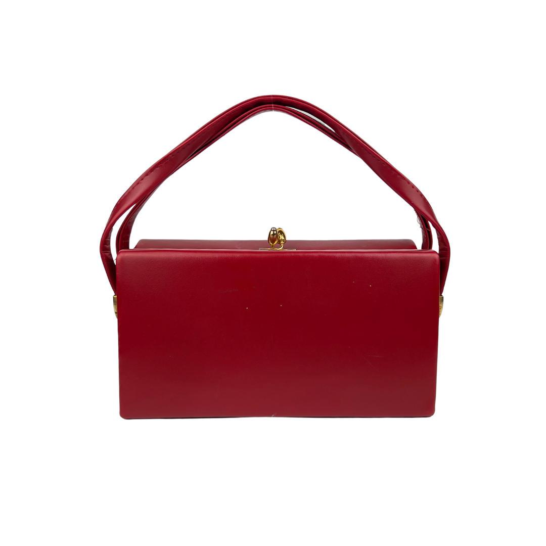 Vintage Red Leather Box Bag