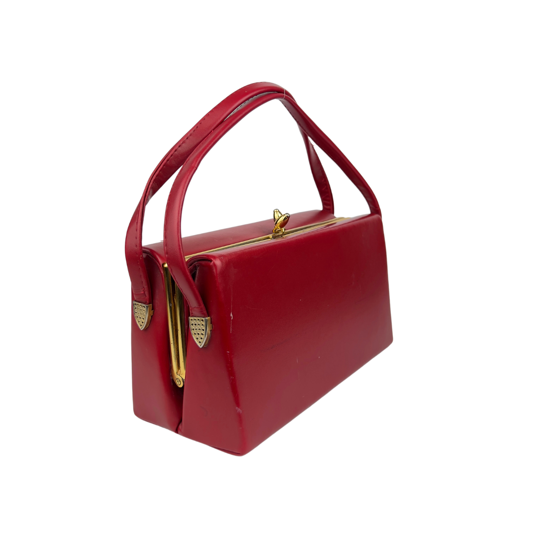 Vintage Red Leather Box Bag