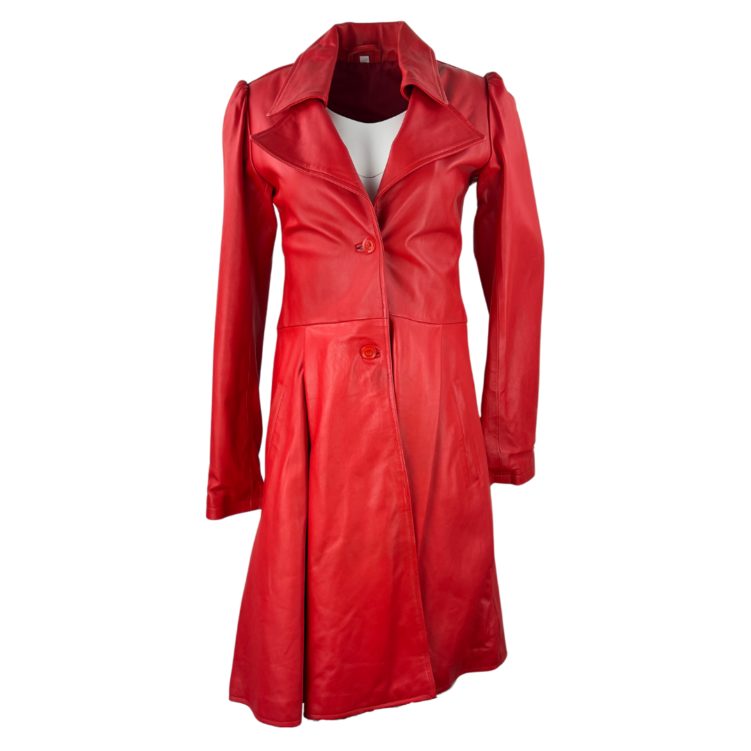 Red Leather Trench Coat