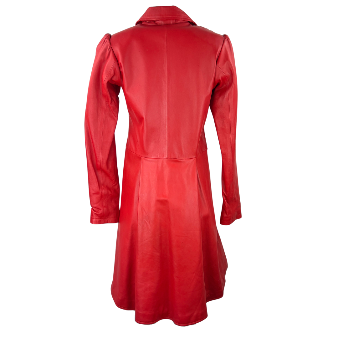 Red Leather Trench Coat