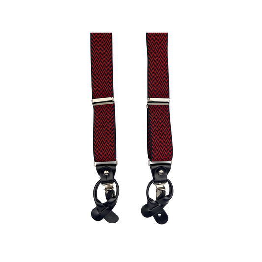 Red and Navy Chevron with Black Leather and Silver Hardware