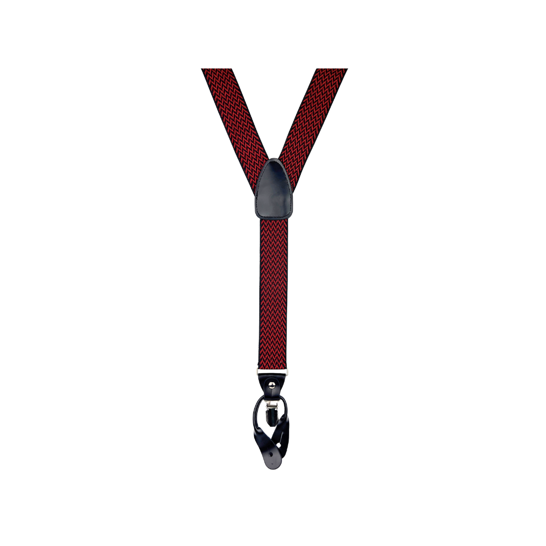 Red and Navy Chevron with Black Leather and Silver Hardware