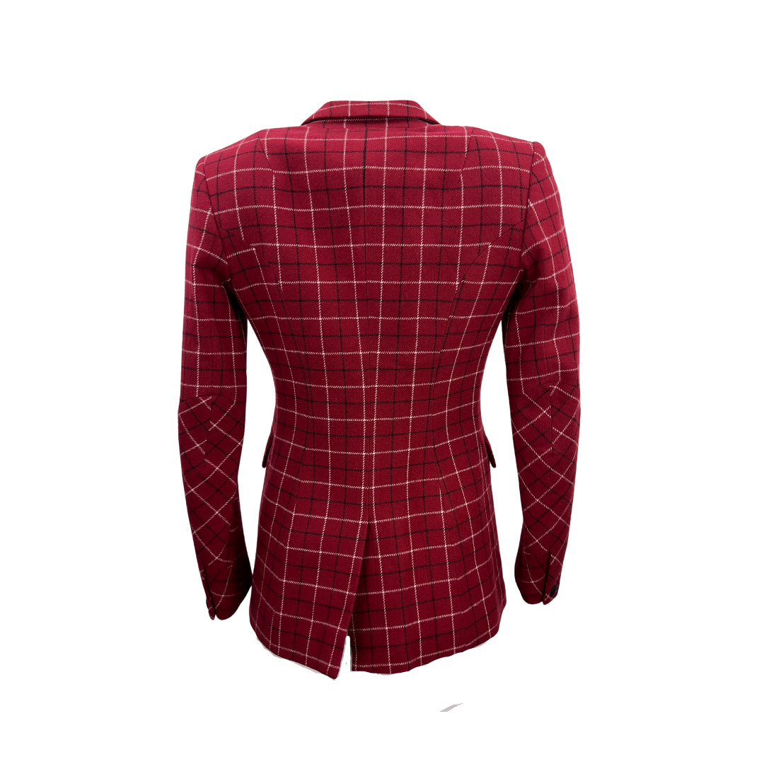 Rag and Bone Red Windowpane Check Blazer