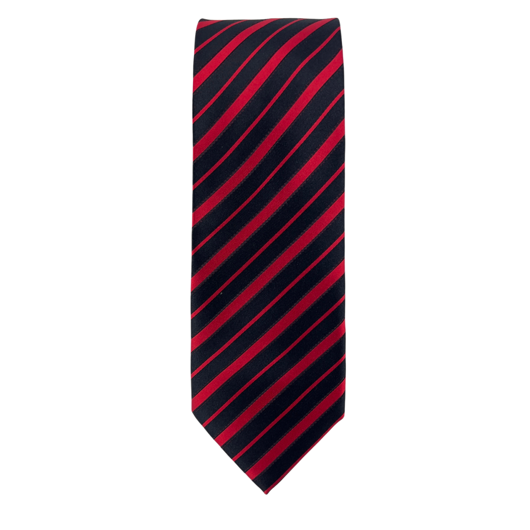 Red ,Black Polka Dot Tie with Stripes