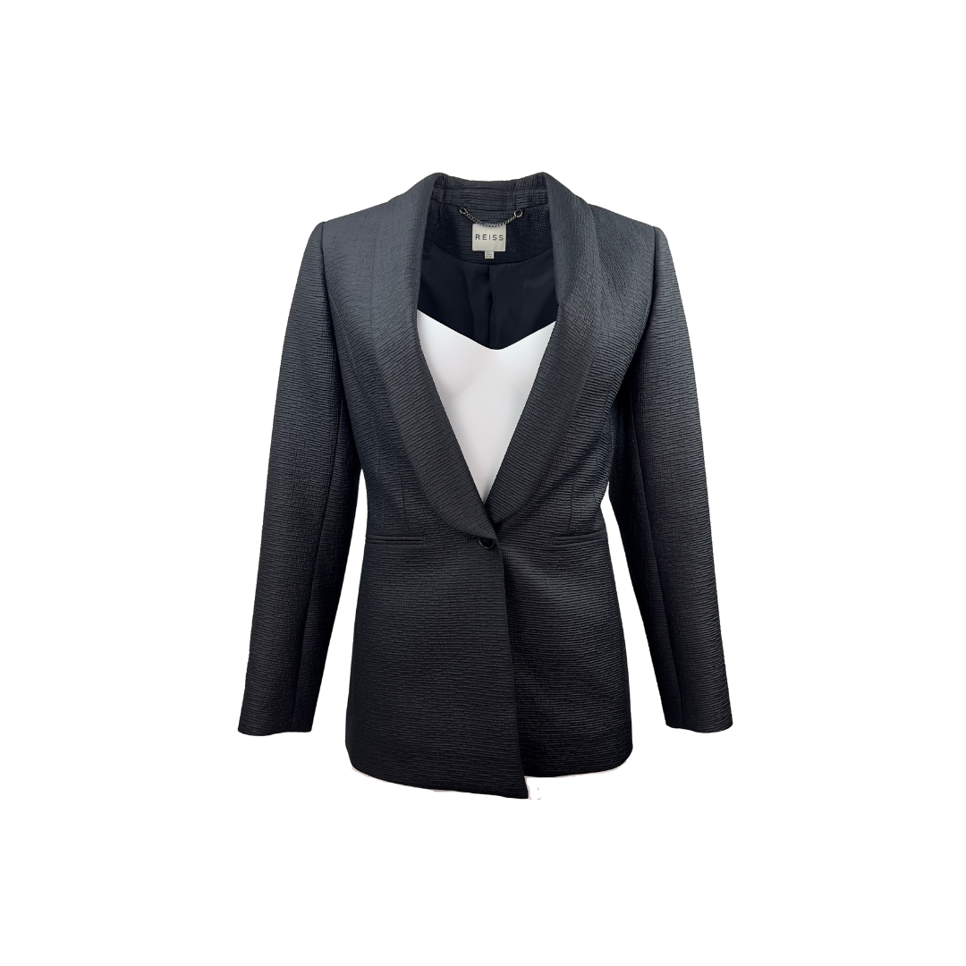 Reiss Textured Black Tuxedo Blazer