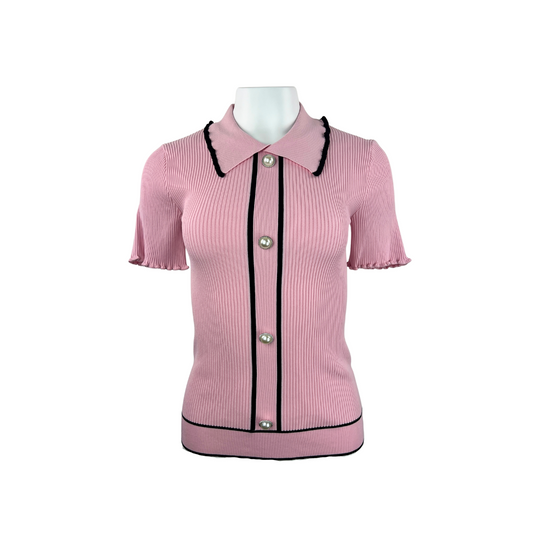 River Island Pink Faux Cardigan with Collar and Short Sleeves