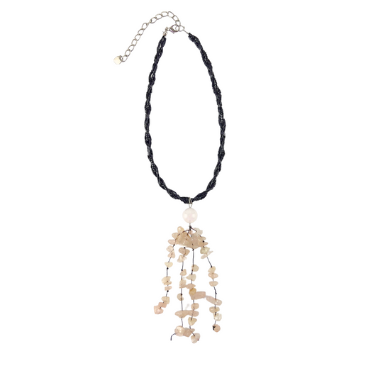 Beaded Choker with Rose Quartz Pendant