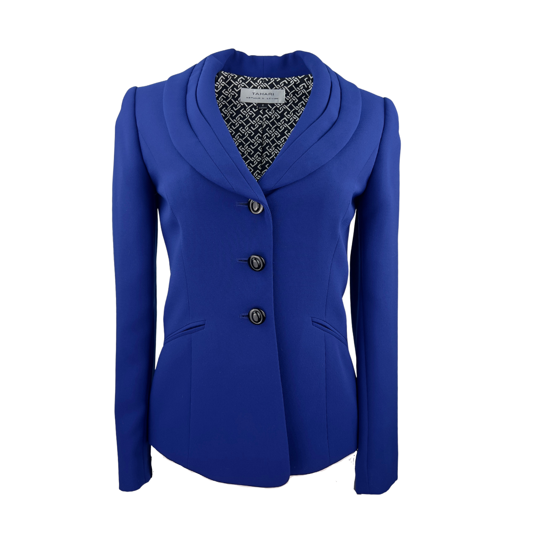 Tahari Royal Blue Blazer with Round Lapel