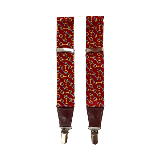 Rust Satin with Gold Bit Print Suspenders