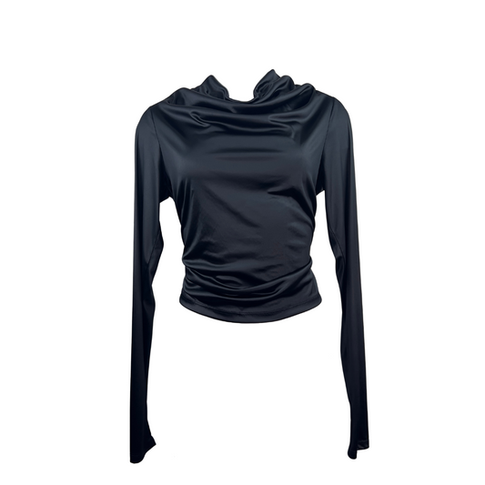 Sarah Pacini Black Long Sleeve Tie Blouse