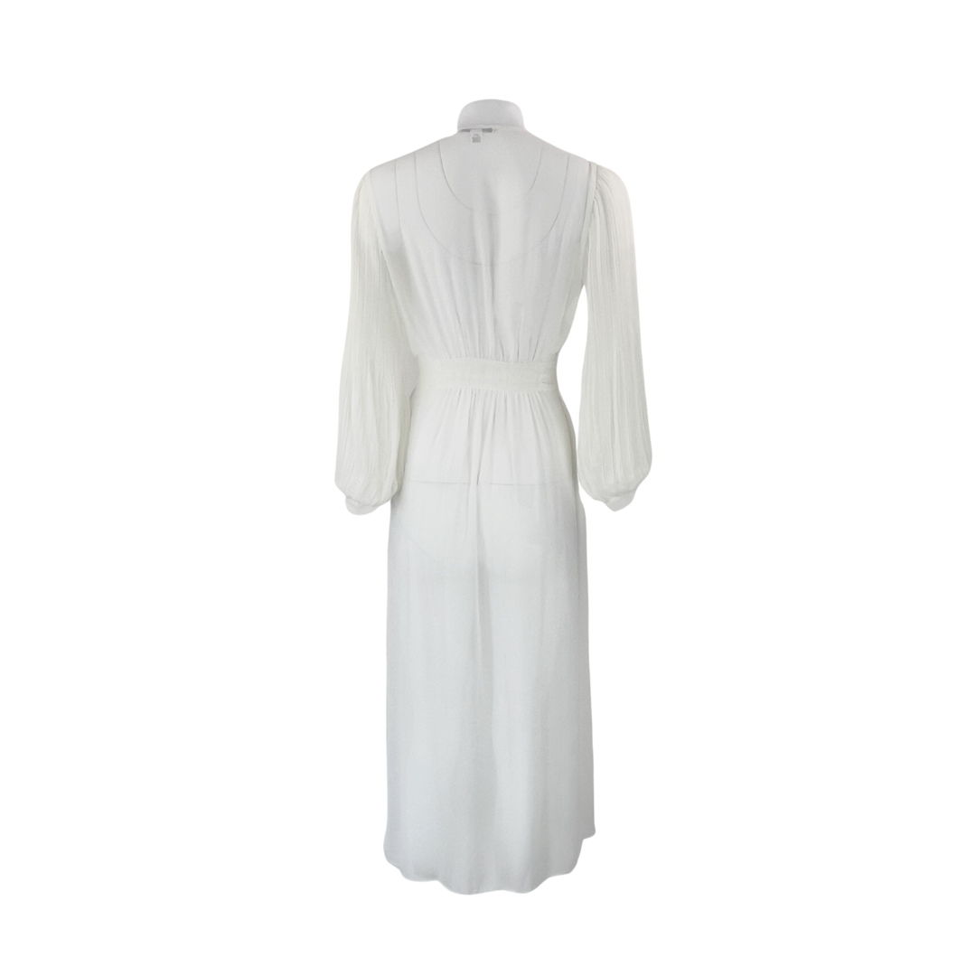 Sheer Full Length Dressing Gown with Pleated Sleeves