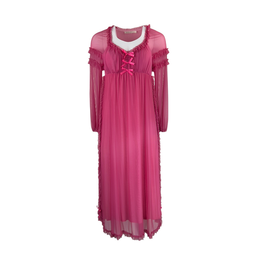 Long Sleeve Magenta Nightgown with Light Pink Lining