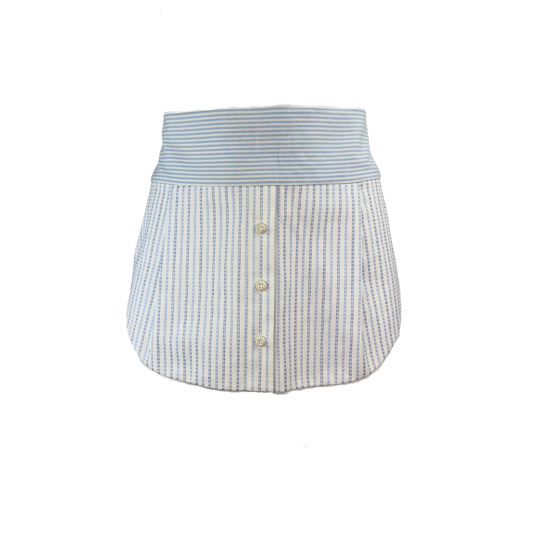Short White and Blue Pinstripe Half Apron