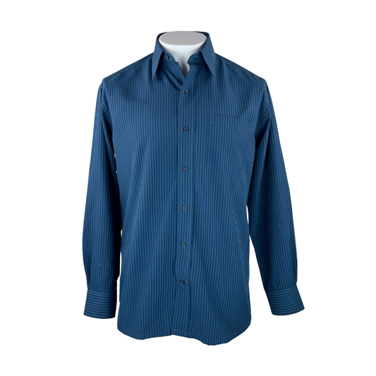 Silkina Navy and Blue Stripe Dress Shirt 16