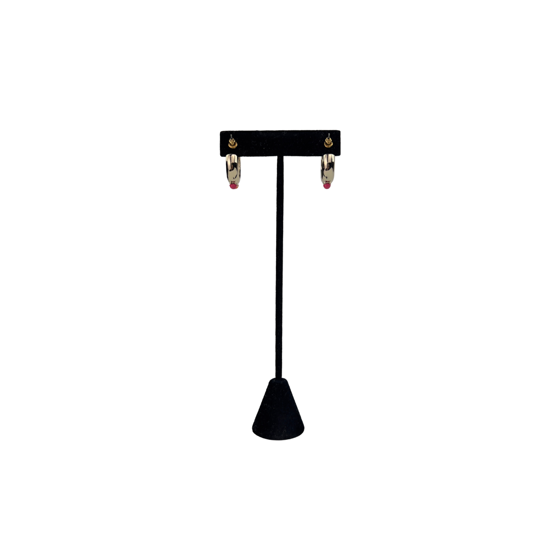 Small Silver Hoops with Multi Color Resin Dots