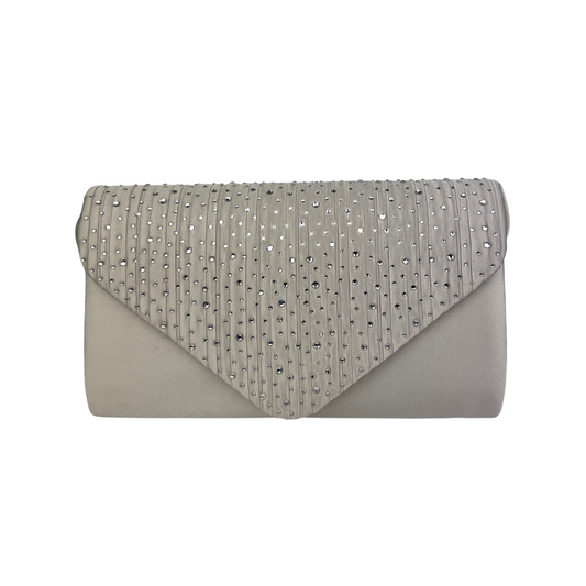 Silver Satin Envelope Clutch