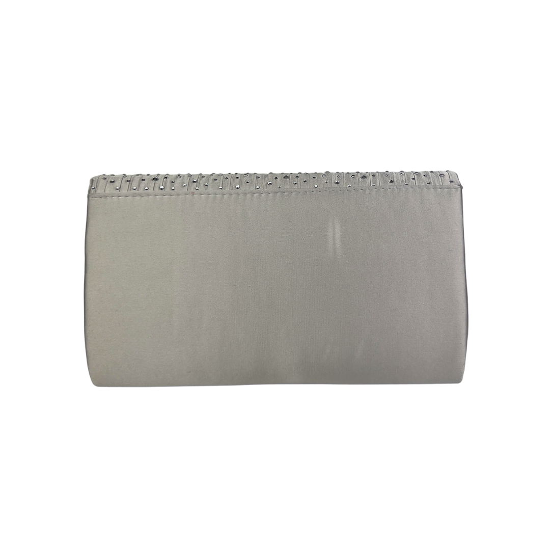 Silver Satin Envelope Clutch