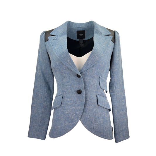 Smythe Light Blue Linen Blazer with Elbow Patches