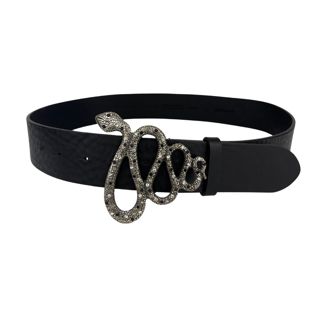 Leather Belt with Snake Buckle
